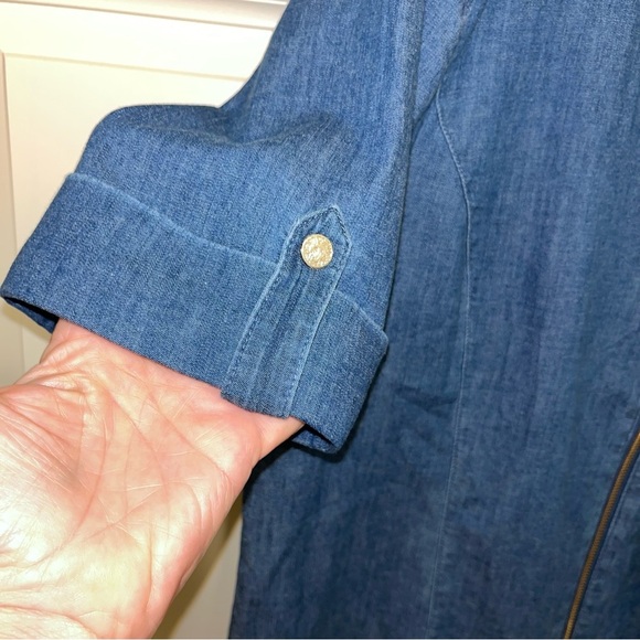 Vintage denim jeans shirt jacket Anne Klein zipper L large short sleeve nwot new - Picture 6 of 7